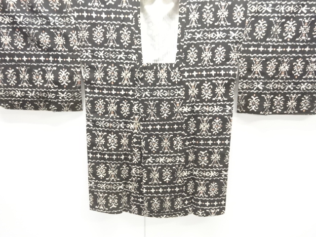 JAPANESE ANTIQUE MICHIYUKI COAT / TAISHO ROMAN STYLE / SILK / GEOMETRIC PATTERN